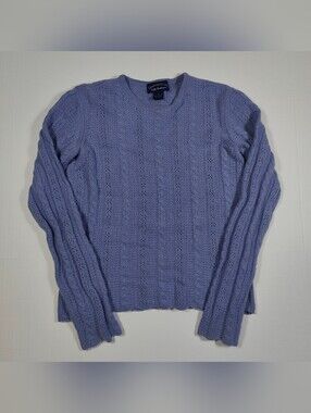 Charter Club 100% 2-Ply Cashmere Light Blue Lavender Cable Knit Sweater Size S
